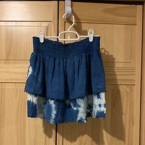 Bella Dahl Insigo Blue and White Tiered Mini Skirt